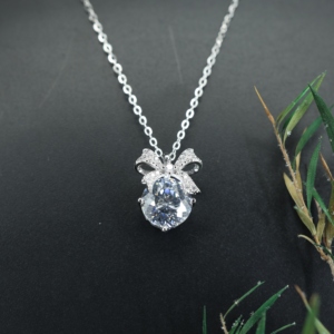 S925 Silver Bow Link Chain Clavicle Necklace with Korean Style Trendy Design for Women Wedding <b>Gift</b> - Product Image 1