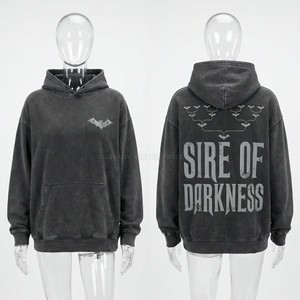 Custom Heavyweight Navy Blue Hoodie Vintage Acid Wash Distressed <b>Pullover</b> <b>Mens</b> Streetwear Embroidery Graphics Fleece Hoodies - Product Image 2