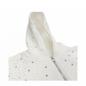 Sudaderas de color sólido para hombre con logotipo personalizado y cremallera con pedrería completa. - Product Image 4