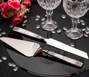 Ensemble de luxe pour couper le gâteau, manche en nacre, couteau et spatule à tarte, idéal pour un cadeau de mariage - Product Image 2