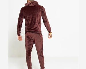 Mens Velvet <b>Velour</b> Winter <b>Tracksuit</b> Premium 2PCS Full Zip Jacket Sweatpants Breathable Solid Acid Wash Casual Fleece Adjustable - Product Image 5