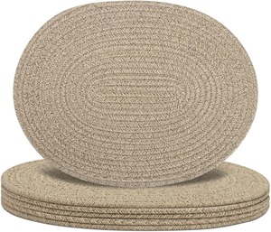 Eco Friendly Oval Woven Placemats Set of 6 Boho Style Dining Table <b>Mats</b> for Home Kitchen Decor Available At Good Price - Product Image 1