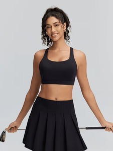 Ladies Cutout Racerback Sport Brassiere High <b>Support</b> Running Vest Soft Compression Athletic <b>Crop</b> <b>Top</b> Heat Transfer Logo - Product Image 3