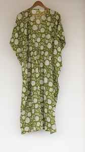 Robe kaftan en coton imprimé indien avec cordon de serrage réglable, vêtement de détente - Product Image 2