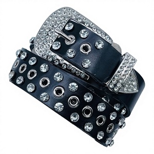 Cinturón de diamantes de imitación ostentoso de vaquera occidental de alta tendencia, cinturón tachonado de calidad para mujer, cinturones ostentosos de vaca occidental de alta calidad - Product Image 1