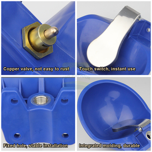 Abreuvoir automatique en plastique bleu pour vaches et <span class=keywords><strong>chevaux</strong></span>, avec poussoir à langue en acier inoxydable, 29*25cm, équipement d'alimentation en eau - Product Image 6