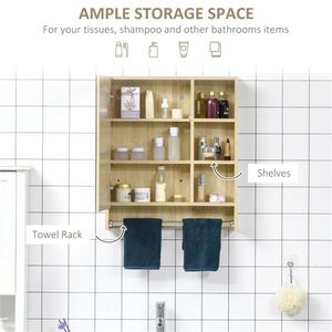 Armadietto a Specchio da Bagno a Parete con 3 Ripiani per Stoccaggio - Product Image 5