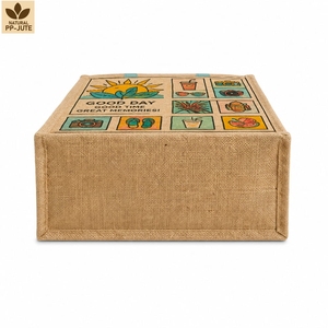 Bolsa de Compras de Yute Natural Laminado, 40x34x16 cm, Logotipo Personalizado, Venta al Por Mayor, OEM, Marca Privada, Modelo PH-JT-09 - Product Image 4