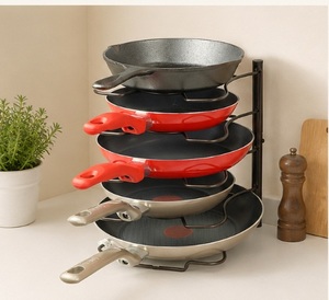 Vintage 5 Tier Pot and Pan Organizer <b>Rack</b> for <b>Kitchen</b> Cabinet Space-Saving Metal Cookware Storage Shelf for Frying Pans - Product Image 6