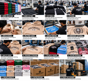 เสื้อฮู้ดดี้สีน้ำเงินสำหรับผู้ชาย พิมพ์ลายโลโก้ตามสั่ง ผ้าฟลีซ มีกระเป๋าจิงโจ้ - Product Image 3