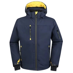 Men Waterproof <b>Ski</b> <b>Jacket</b> Hooded Synthetic Insulation Navy <b>Yellow</b> Color Block Outdoor Wear - Product Image 1