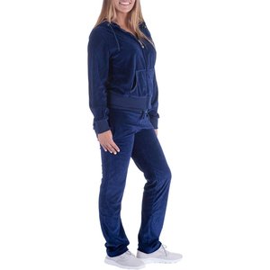 Conjunto de Chaqueta y Pantalones Deportivos con Puños, Material Suave y Afelpado, Dos Bolsillos, Cintura con Cordón, Chándal de Velour - Product Image 3