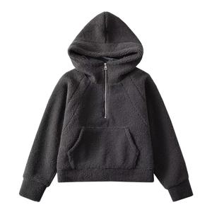 Oversized Embroidered Print Fleece <b>Hoodie</b> Half <b>Zip</b> Pullover Unisex Casual Winter Sweatshirt Solid Color Regular Fit <b>Pocket</b> - Product Image 6
