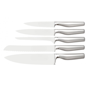 Juego de 8 Cuchillos de Cocina de Acero Inoxidable con Bloque de Almacenamiento de Madera, Mangos Metálicos, Tijeras de Cocina y Cuchilla de Afilar - Product Image 4