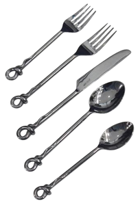 Compre un Juego de Cubiertos de Acero Inoxidable con Mangos en Espiral, Cubiertos Artísticos con Cuchillos, Tenedores y Cucharas para una Cena Elegante - Product Image 2