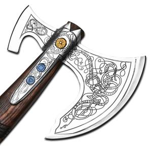 Hache tactique viking artisanale en acier à haute teneur en carbone avec manche en bois, tomahawk personnalisé pour le camping et la coupe du bois, qualité industrielle, garantie 3 ans - Product Image 4