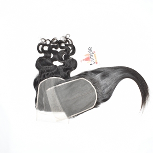 Extensions de cheveux humains Remy à ondulations profondes, 100% naturels, couleur noire, cuticules alignées, style indien, avec closure 7*7, vente en gros - Product Image 4