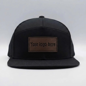 Casquette de baseball snapback à visière plate, 7 panneaux, logo en cuir, forme structurée, OEM ODM, pour homme et femme, plusieurs couleurs. - Product Image 1