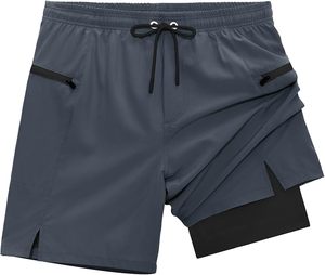 Pantalones Cortos Deportivos para Hombre, para Ciclismo, Running, Fitness, Maratón, Entrenamiento, Pantalones Cortos Tres Cuartos, Pantalones de Entrenamiento de Atletismo, con Bolsillos con Cremallera - Product Image 1
