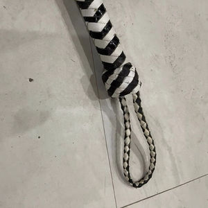 Fouet en nylon tressé noir et blanc pour chevaux |   Modèle d'emballage personnalisé SP-30160 |   Équipement d'équitation en gros - Product Image 3