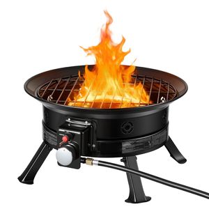 Braciere a Gas Propano da 19 Pollici, 53.000 BTU, Fiamma Regolabile, Griglia, Pietre Laviche, Gambe Pieghevoli, Braciere Portatile Rettangolare - Product Image 1