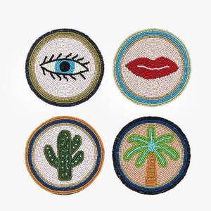 Sous-verres décoratifs artisanaux haut de gamme en perles, imperméables, nouveautés pour accessoires de bar - Product Image 2