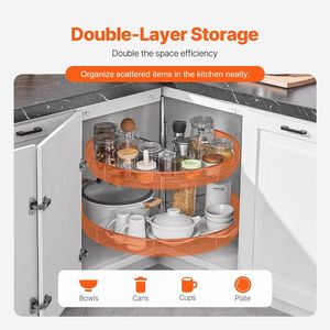 Organizador de Esquina Giratorio 360 Grados Cromado en Forma de Riñón de 28 Pulgadas, de 2 Niveles, Altura Ajustable, para Gabinete de Cocina en Esquina Ciega - Product Image 3