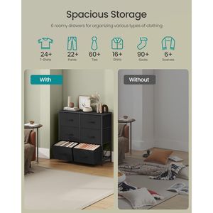 ตู้วางทีวี Ebo Ink Black Steel MDF พร้อมลิ้นชักผ้าไม่ทอ 6 ช่อง ตู้เก็บของอเนกประสงค์สำหรับตู้เสื้อผ้าหรือทางเข้าบ้าน - Product Image 3