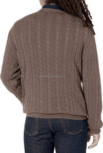 Pull en tricot pour homme personnalisé avec logo, pull d'hiver tendance, patchwork, tricot jacquard, col rond, manches longues - Product Image 3