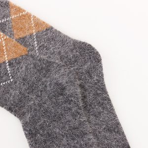 <b>Men's</b> <b>Thick</b> Wool Crew <b>Socks</b> OEM Jacquard Knitted Seamless Breathable Warm Winter Mid Calf Custom Logo Color Casual Style - Product Image 3