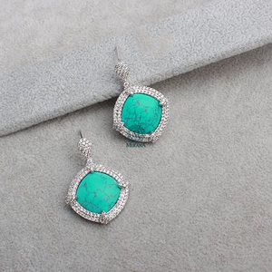Belina Turquoise CZ Designer Fashion Earrings - Product Image 2