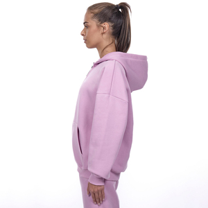 Women hoodie full zip design soft cotton blend fleece interior adjustable hood long sleeves front pocket <b>comfortable</b> casual wear - Product Image 4