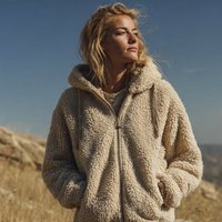 Veste en polaire sherpa à demi-zip pour femme, manteau oversize en polaire sherpa, vestes en polaire sherpa chaudes pour l'hiver pour femme