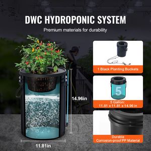 Sistema Idroponico DWC (Deep Water Culture) a Goccia Superiore con 1 Secchio da 5 Galloni per Coltivazione Verticale Domestica Acquaponica - Product Image 2