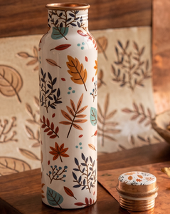 High Quality <b>Metal</b> <b>Water</b> <b>Bottle</b> Lemon Juice Drinking Energy Storage Health Benefits Flower Printed Design Copper <b>Bottle</b> Flasks - Product Image 1