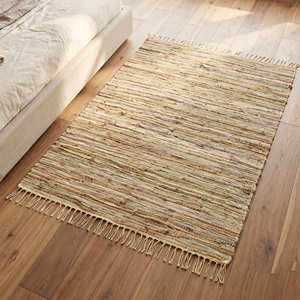 Alfombra de Cuero Tejida Plana a Rayas, Rectangular, 5x10, Hecha a Mano, para Sala de Estar, con Flecos, Azul, Rojo, Beige, Alfombras para Dormitorio - Product Image 5