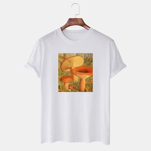 Men's Black Short Sleeve T-<b>Shirt</b> With <b>Mushroom</b> Photo Print O-Neck Casual Regular Fit 100% Cotton Jersey Fabric - Product Image 2