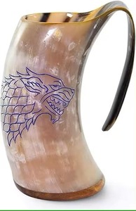 Mug en corne naturelle artisanal, inspiré du style viking, tasse rustique pour bière et café, cadeau unique pour les amateurs de barware - Product Image 5