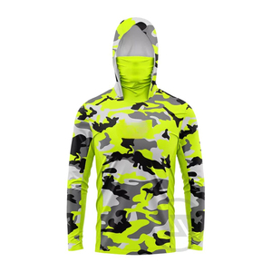 Haut de pêche intégral 100 % polyester imperméable à capuche, motif sublimé, manches longues, protection UPF50+, séchage rapide, pour activités de plein air - Product Image 3