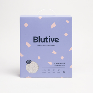 Nueva llegada: Arena aglomerante para gatos Blutive de bentonita natural de alta calidad, sin plástico y reciclable, con aroma a lavanda, 6L, de España. - Product Image 1