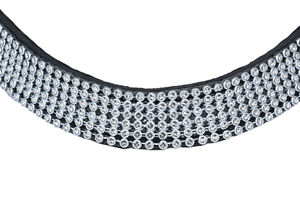 Luxury Crystal Rhinestone Curved Horse Browband Premium Leather English Bridle <b>Equestrian</b> Riding Horse Show Comfortable Durable - Product Image 5