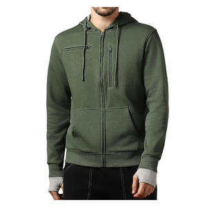 Veste coupe-vent zippée intégrale personnalisée pour homme, avec capuche et fermeture éclair - Product Image 1