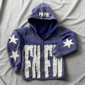 Sudadera con capucha unisex personalizada con logo, 500 GSM, estilo vintage, efecto desgastado por el sol, con cremallera, felpa francesa, bordado de parche, lavado ácido. - Product Image 6