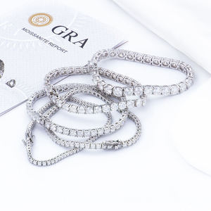 กำไลเพชรแพลตตินั่มทรงกลมเจียระไนแบบบริลเลียนท์ สี D ธรรมชาติ รับรองโดย GIA เครื่องประดับแต่งงานสุดคลาสสิกสำหรับผู้หญิง - Product Image 3