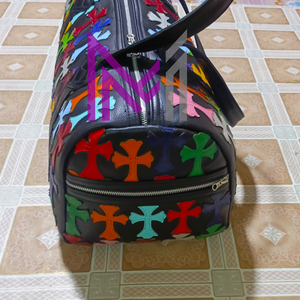 Bolsa de Viaje de Cuero Auténtico Hecha a Medida por el Fabricante, Estilo con Parches Cruzados, Bolsa de Viaje de Gran Capacidad para Fin de Semana - Product Image 5