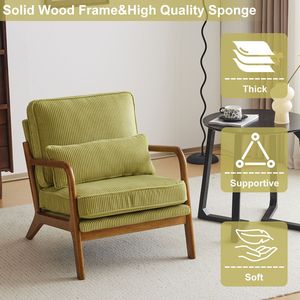 Poltrona singola da interno in velluto a coste verde oliva con braccioli bassi e struttura robusta (capacità di carico 150 kg) per hotel - Product Image 5