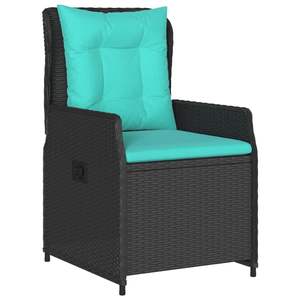 เก้าอี้ลานบ้านปรับเอนได้หวาย PE สีดำพร้อมขาขนาดกลางเพื่อความสบายกลางแจ้ง - Product Image 4