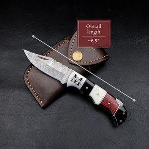 Factory Direct Wholesale Damascus Steel Drop Point Hunting <b>Knife</b> With Wooden <b>Handle</b> Foldable Pocket <b>Knife</b> OEM Customizable - Product Image 6