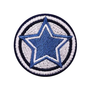 Écusson étoile personnalisé bleu et blanc, broderie à la main, logo personnalisé, thermocollant ou à coudre pour vêtements, vestes, OEM - Product Image 1