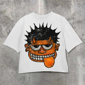 T-shirt blanc de haute qualité, imprimé à l'écran, 100% coton, coupe ample, épaules tombantes, style streetwear - Product Image 6